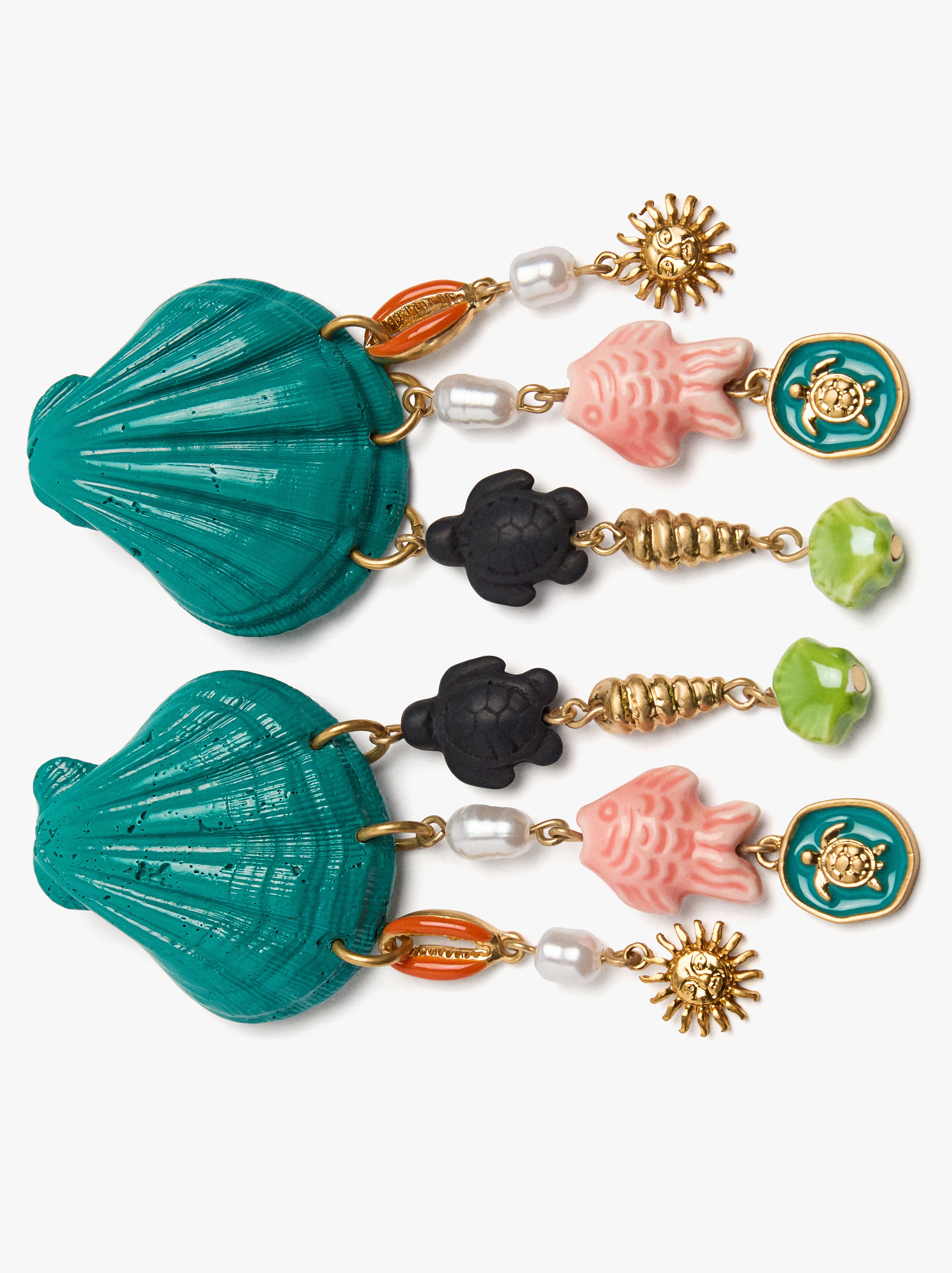 Pendientes Largos Con Charms Marinos