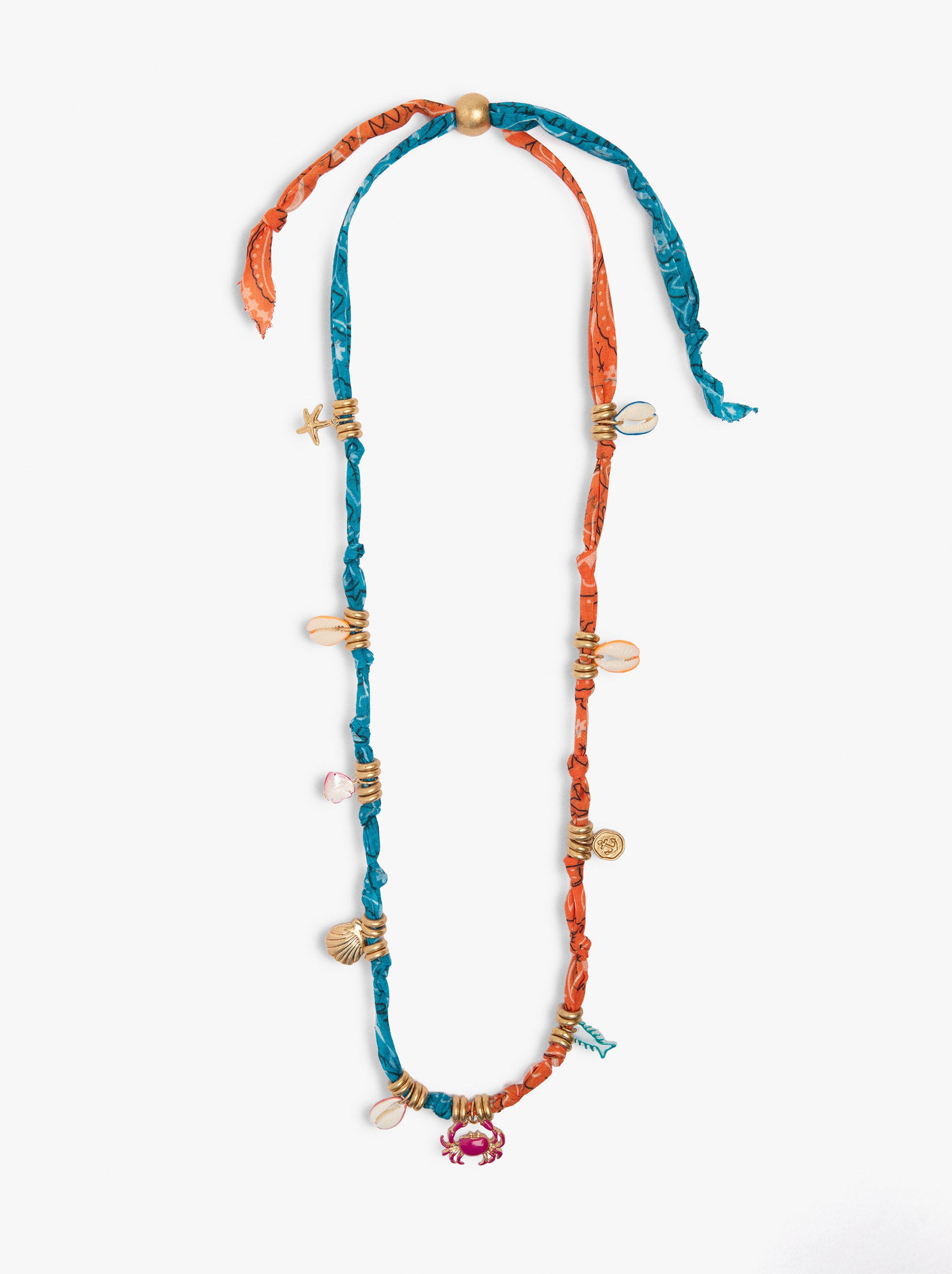 Collar De Tela Con Charms Marinos
