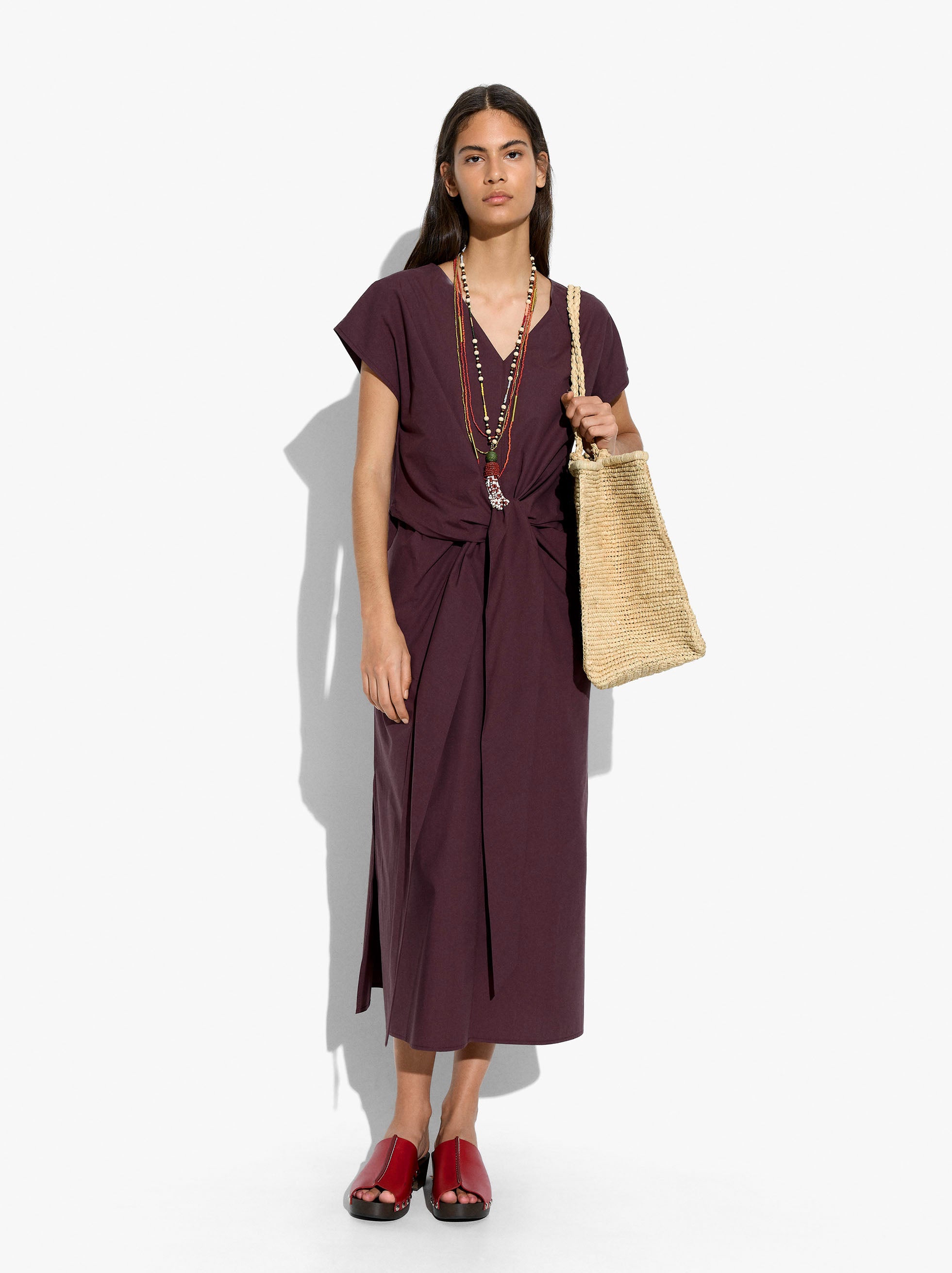 Vestido Midi Con Nudo 100% Algodón