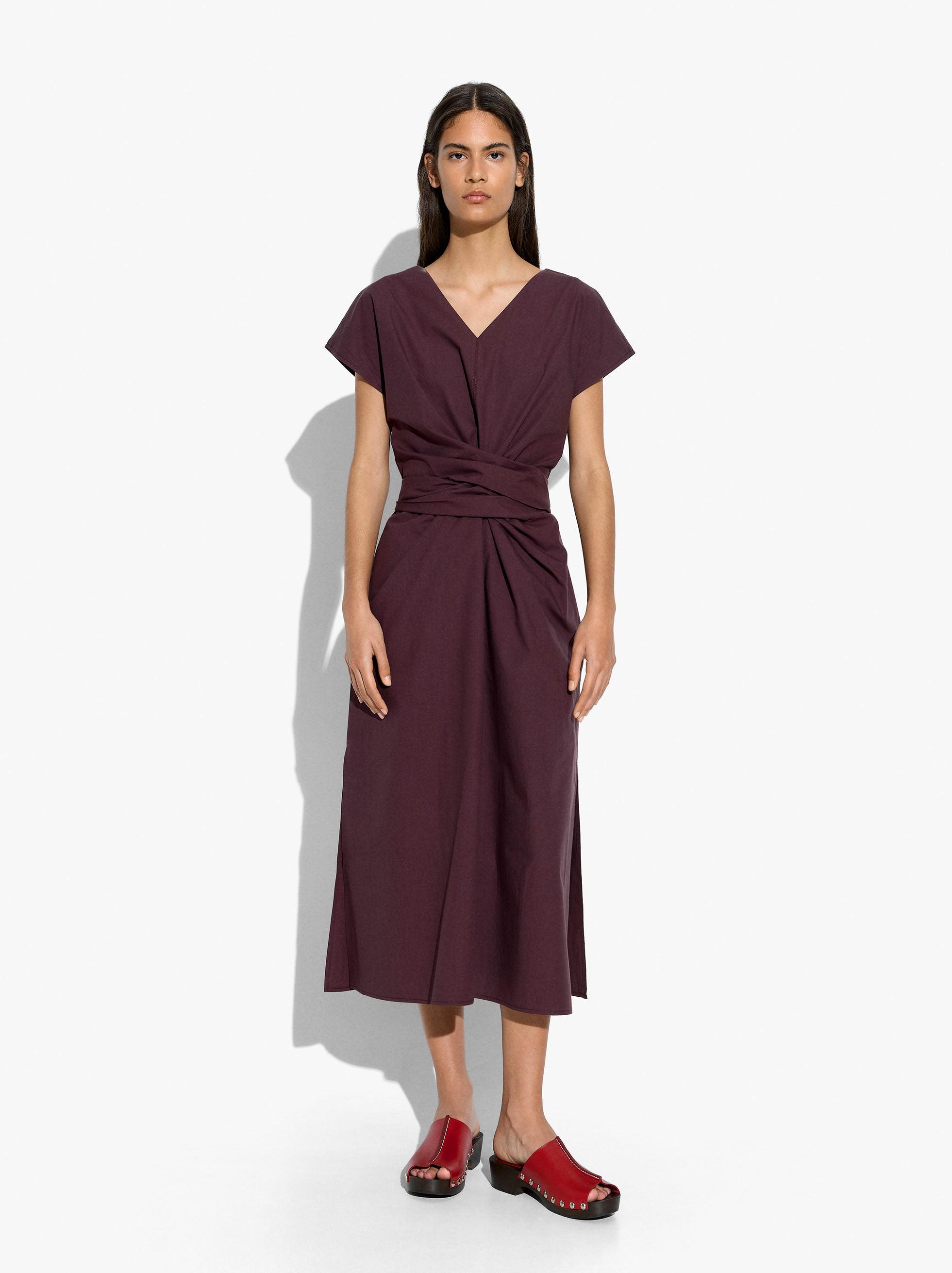 Vestido Midi Con Nudo 100% Algodón