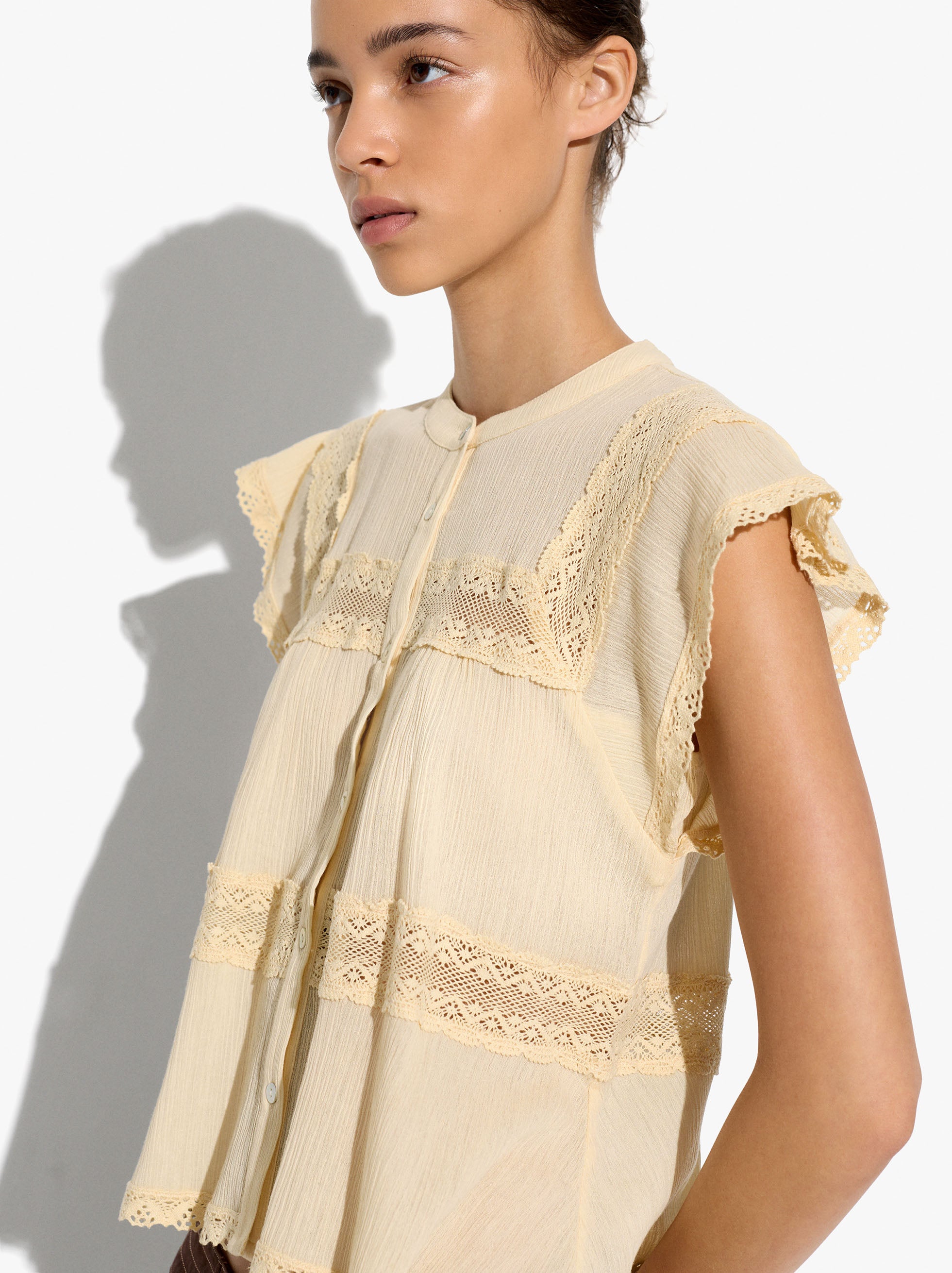 Blusa Con Detalles De Croché 100% Algodón