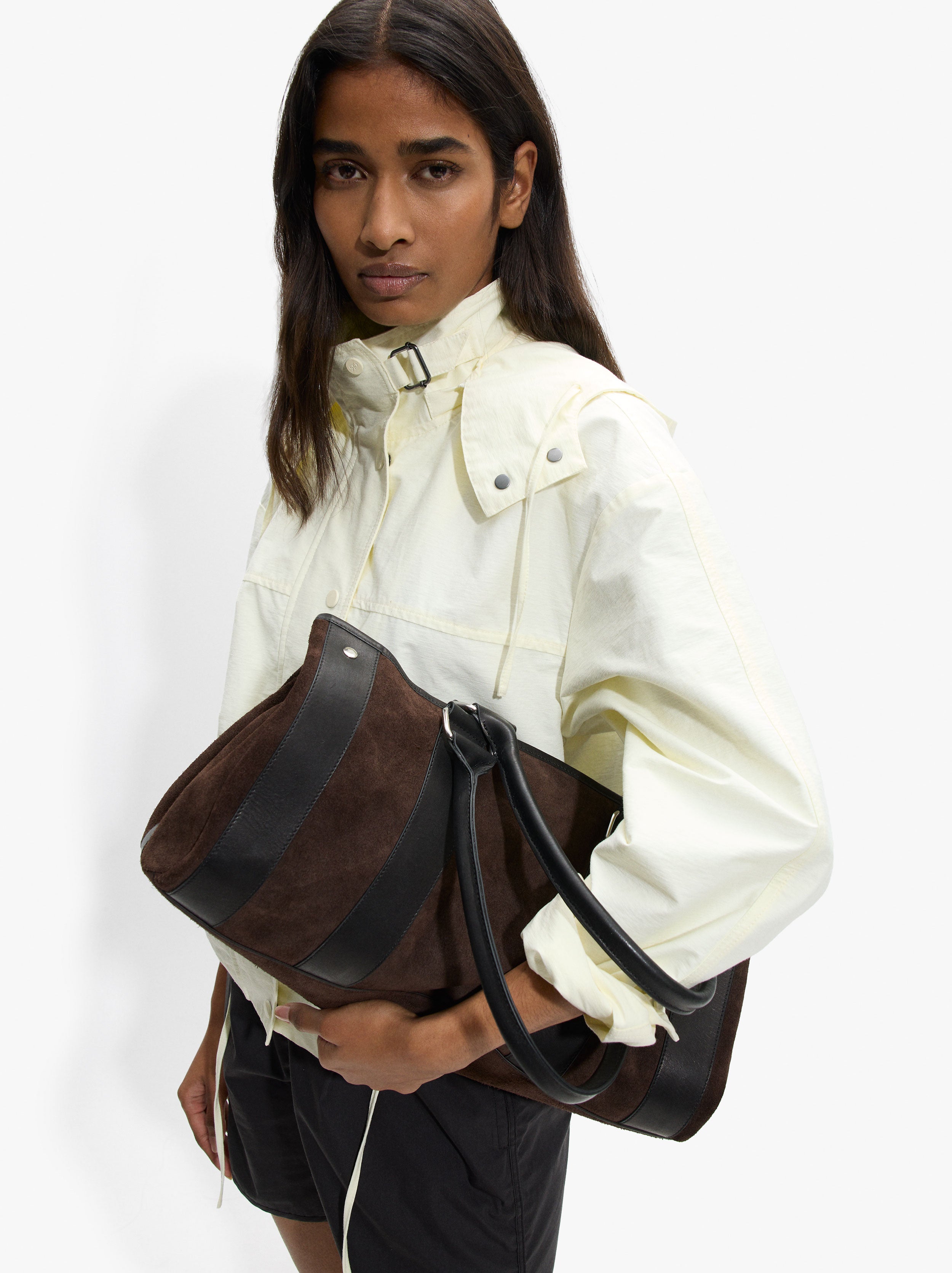 Bolso Shopper De Piel Con Tiras M
