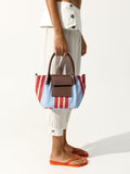 Bolso Tote De Nylon A Rayas Con Solapa