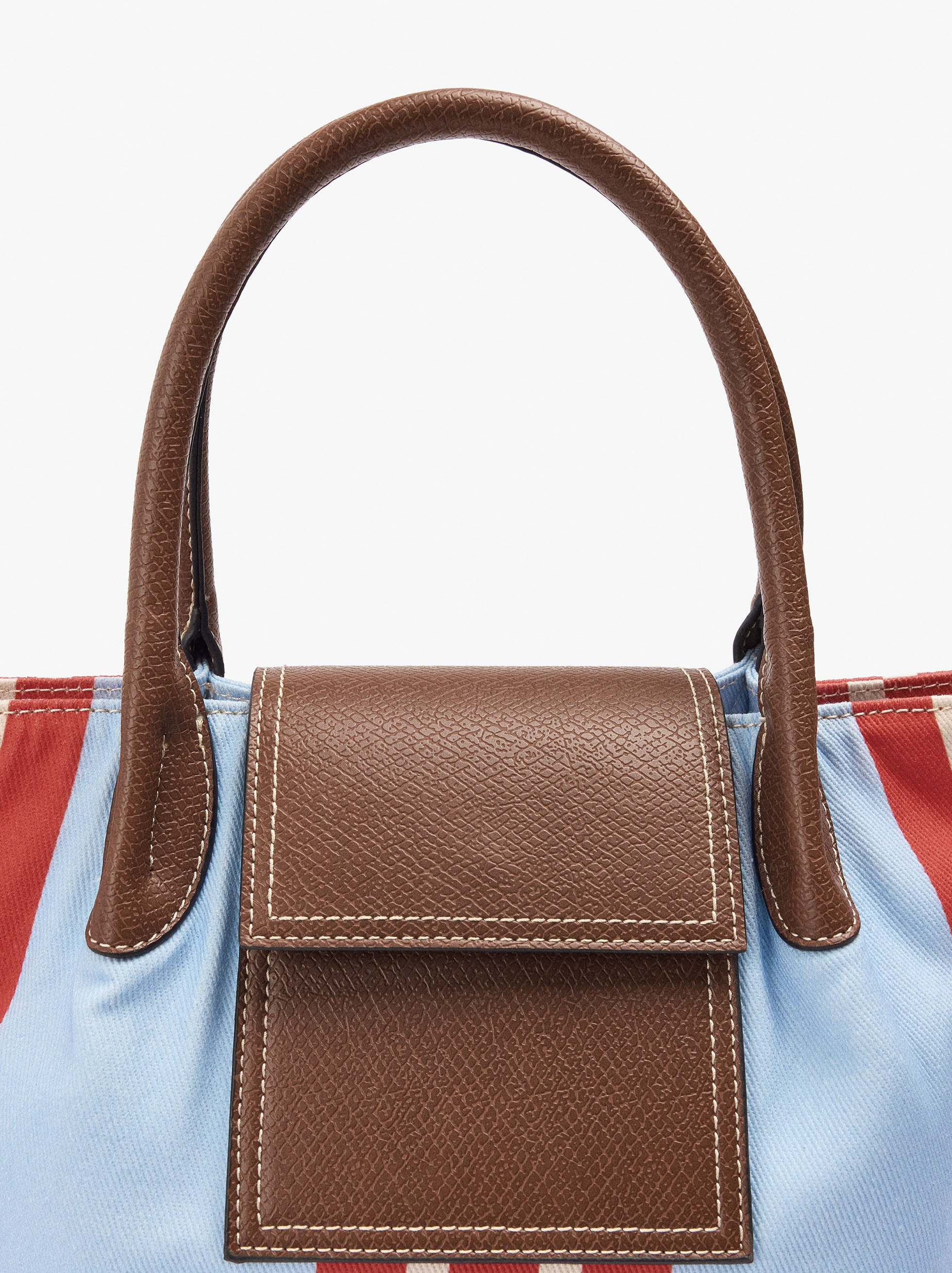 Bolso Tote De Nylon A Rayas Con Solapa