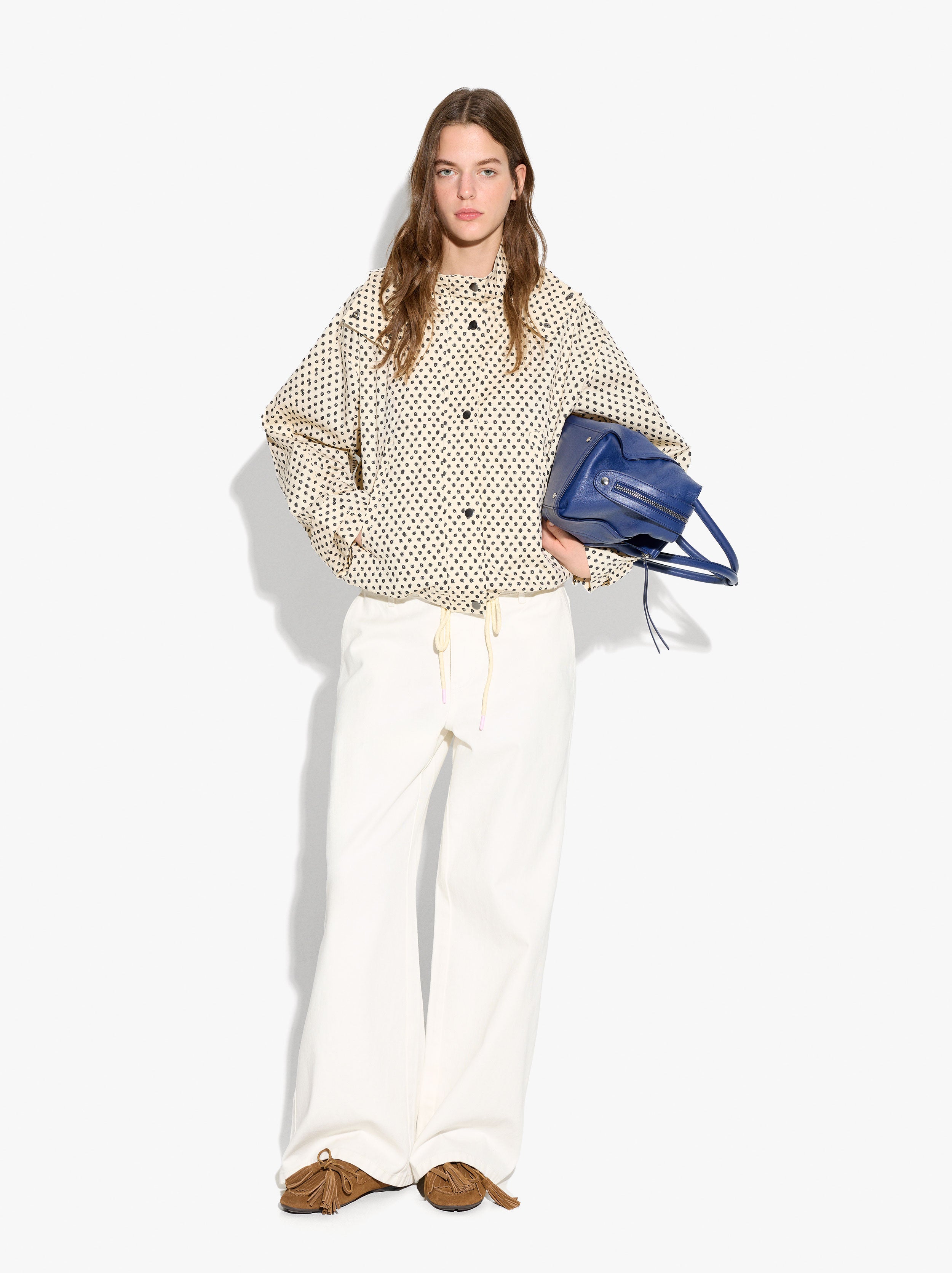 Chaqueta Con Capucha Estampado De Lunares