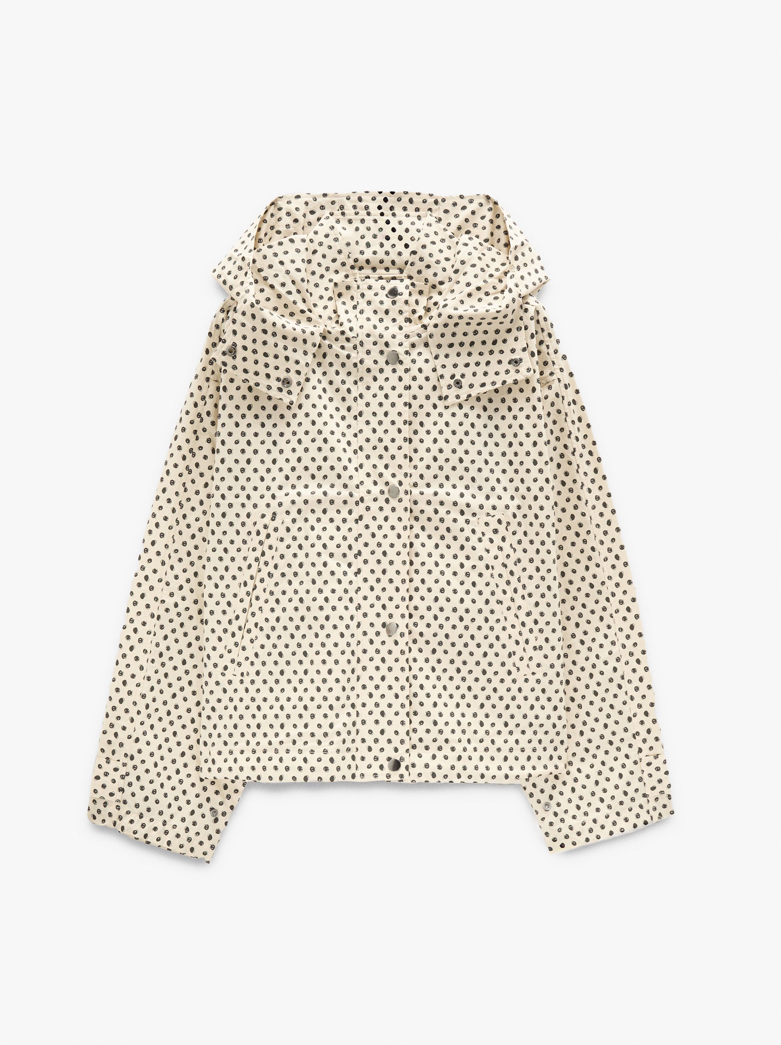 Chaqueta Con Capucha Estampado De Lunares