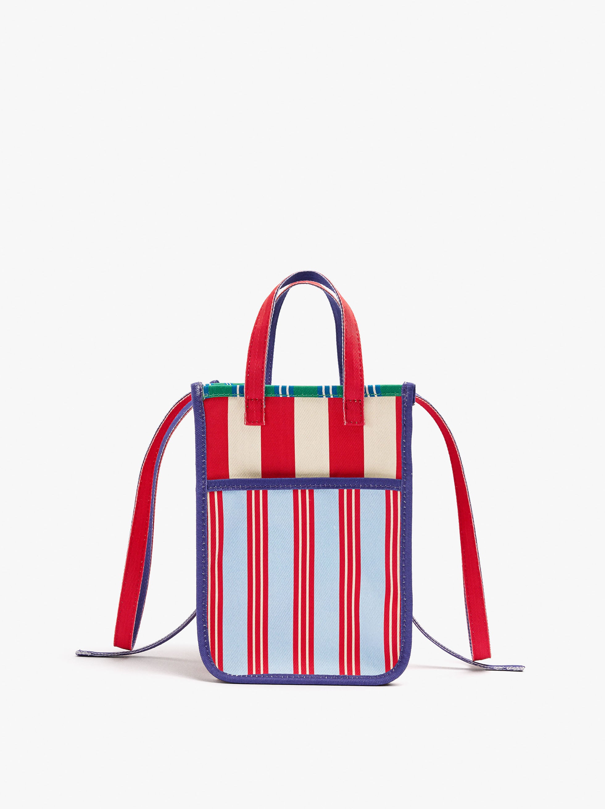 Bolso Tote Sarga Reversible A Rayas