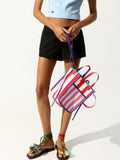 Bolso Tote Sarga Reversible A Rayas