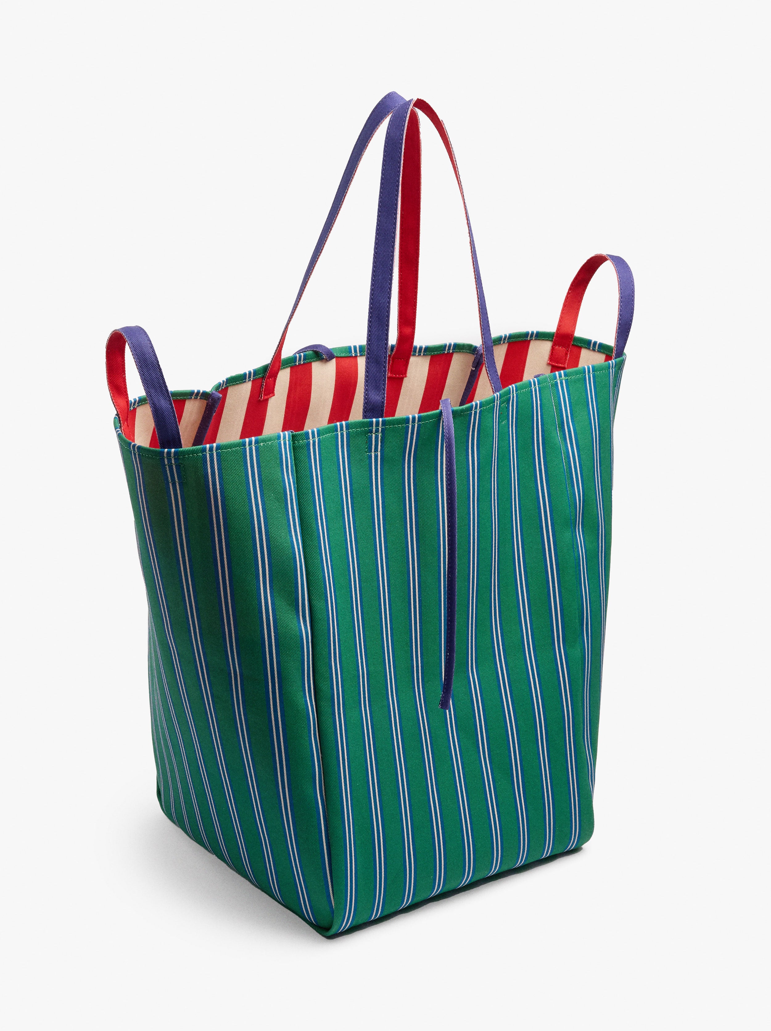 Bolso Tote Canvas Reversible A Rayas