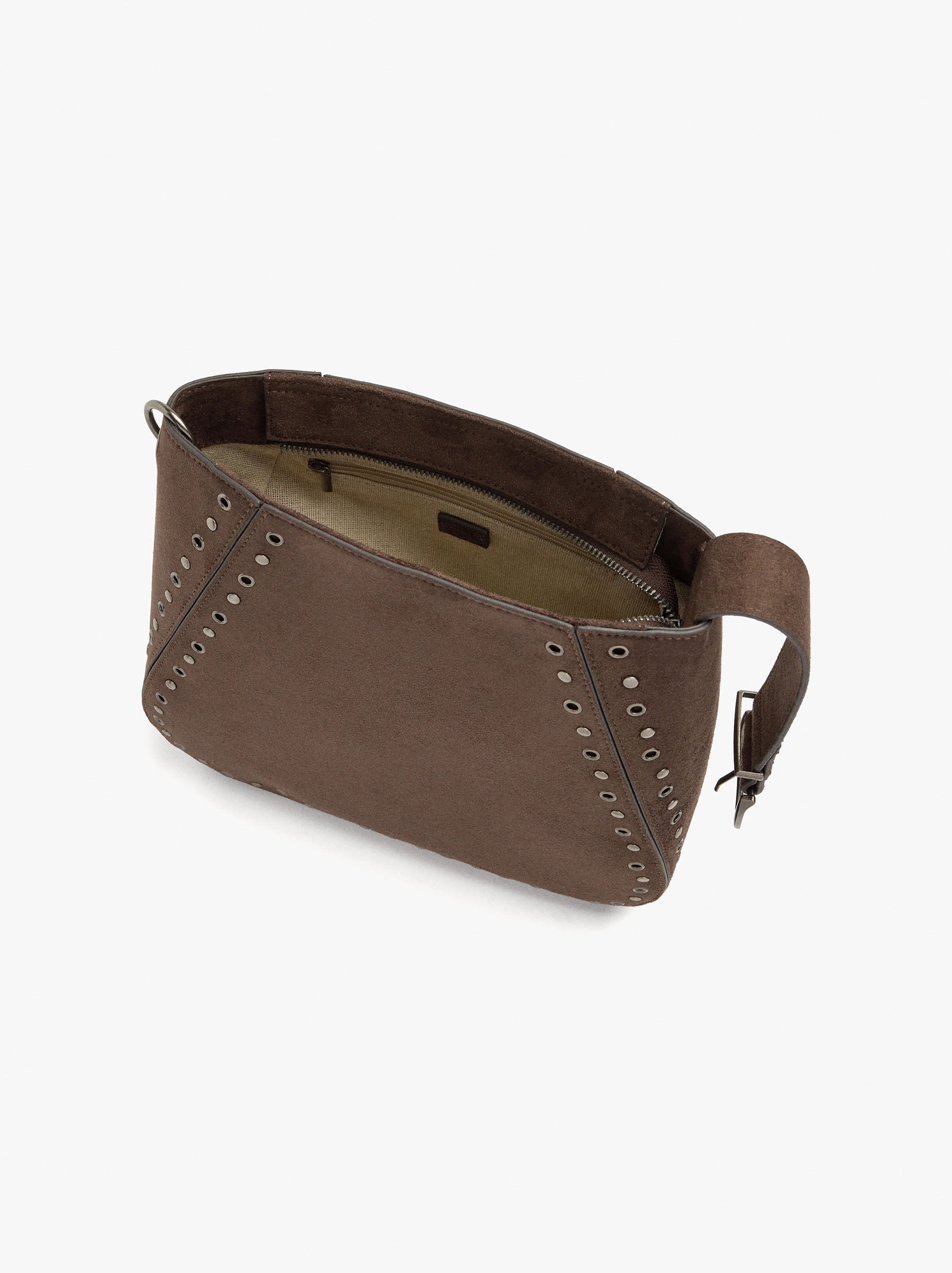 Bolso De Hombro Efecto Piel Con Flecos Y Tachuelas