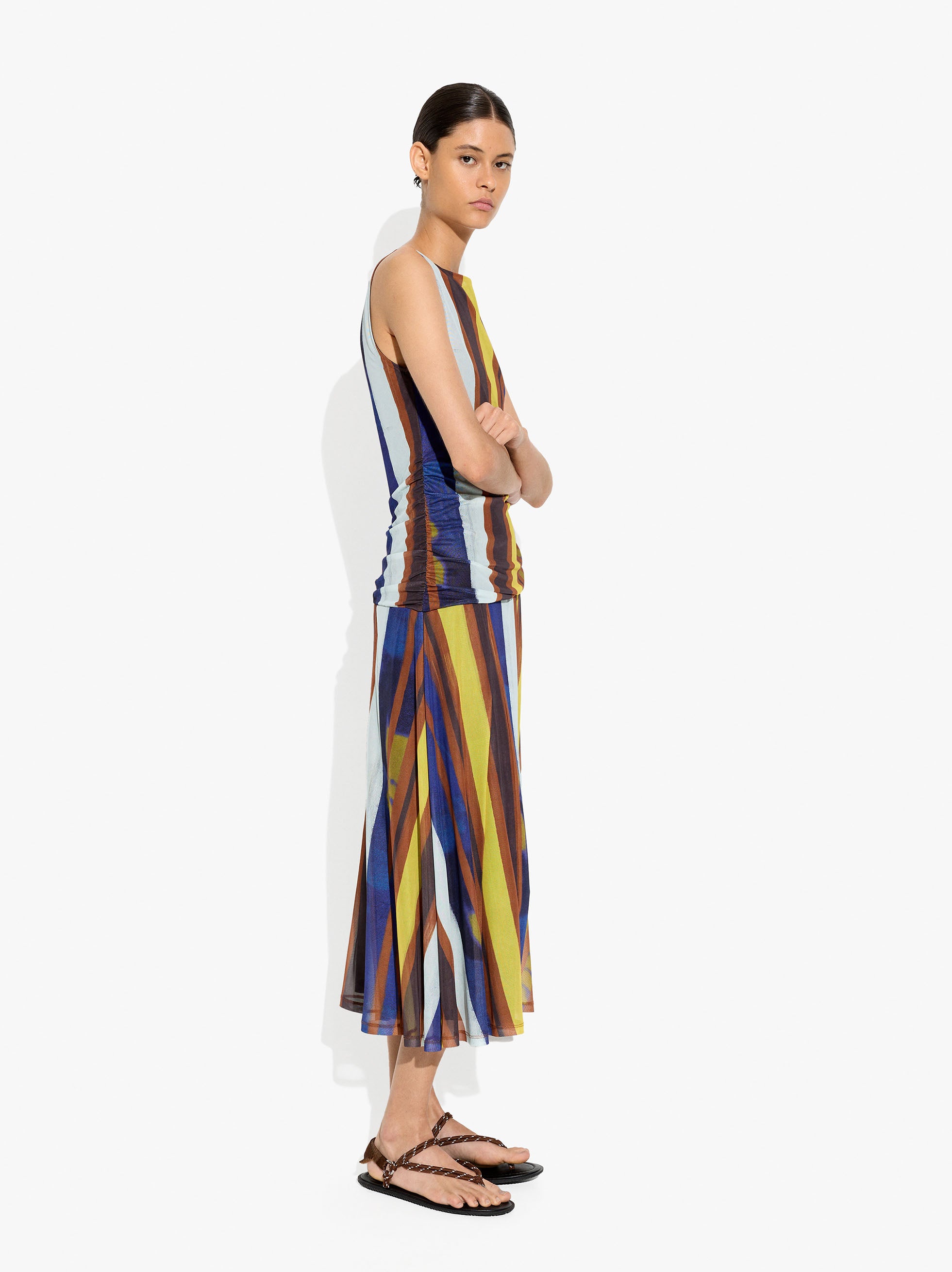 Vestido Estampado A Rayas