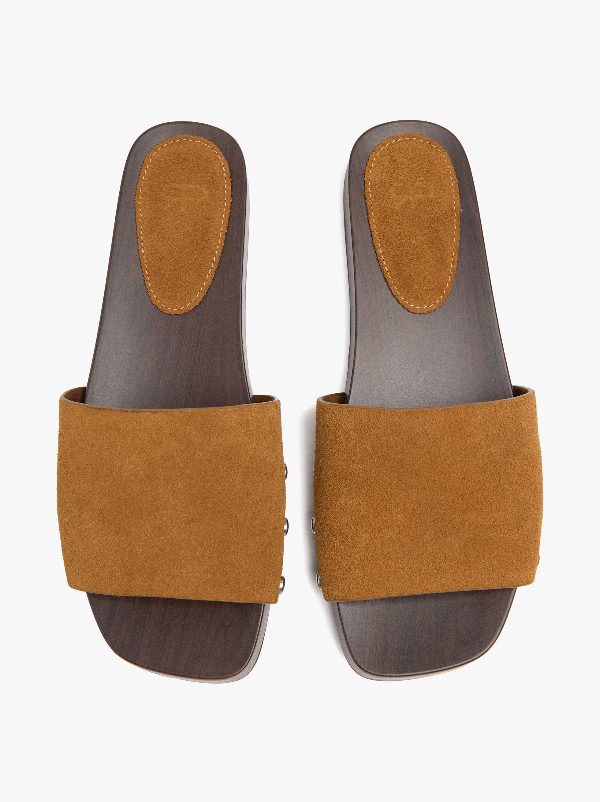 Sandalias Planas De Piel Con Tira Ancha