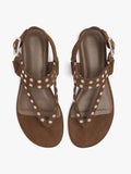 Sandalias Planas De Piel Con Tachuelas