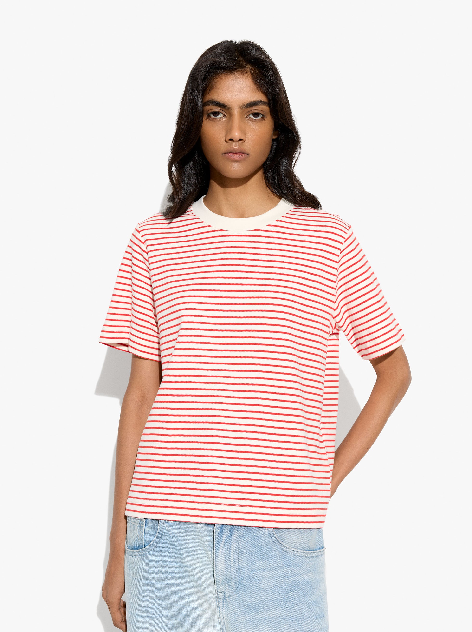 Camiseta De Algodón Con Rayas
