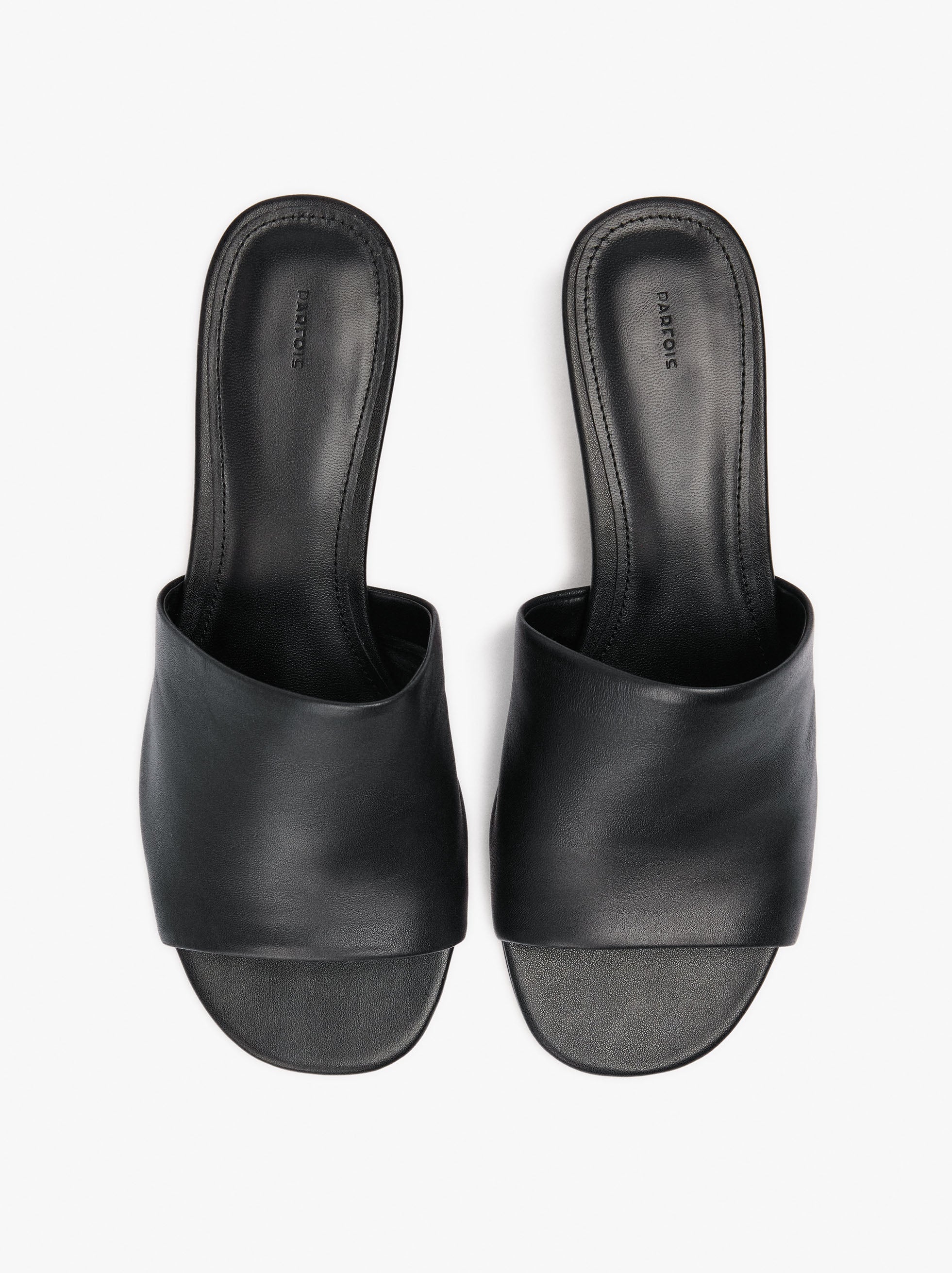 Sandalias De Piel Con Tacón Y Tira Ancha