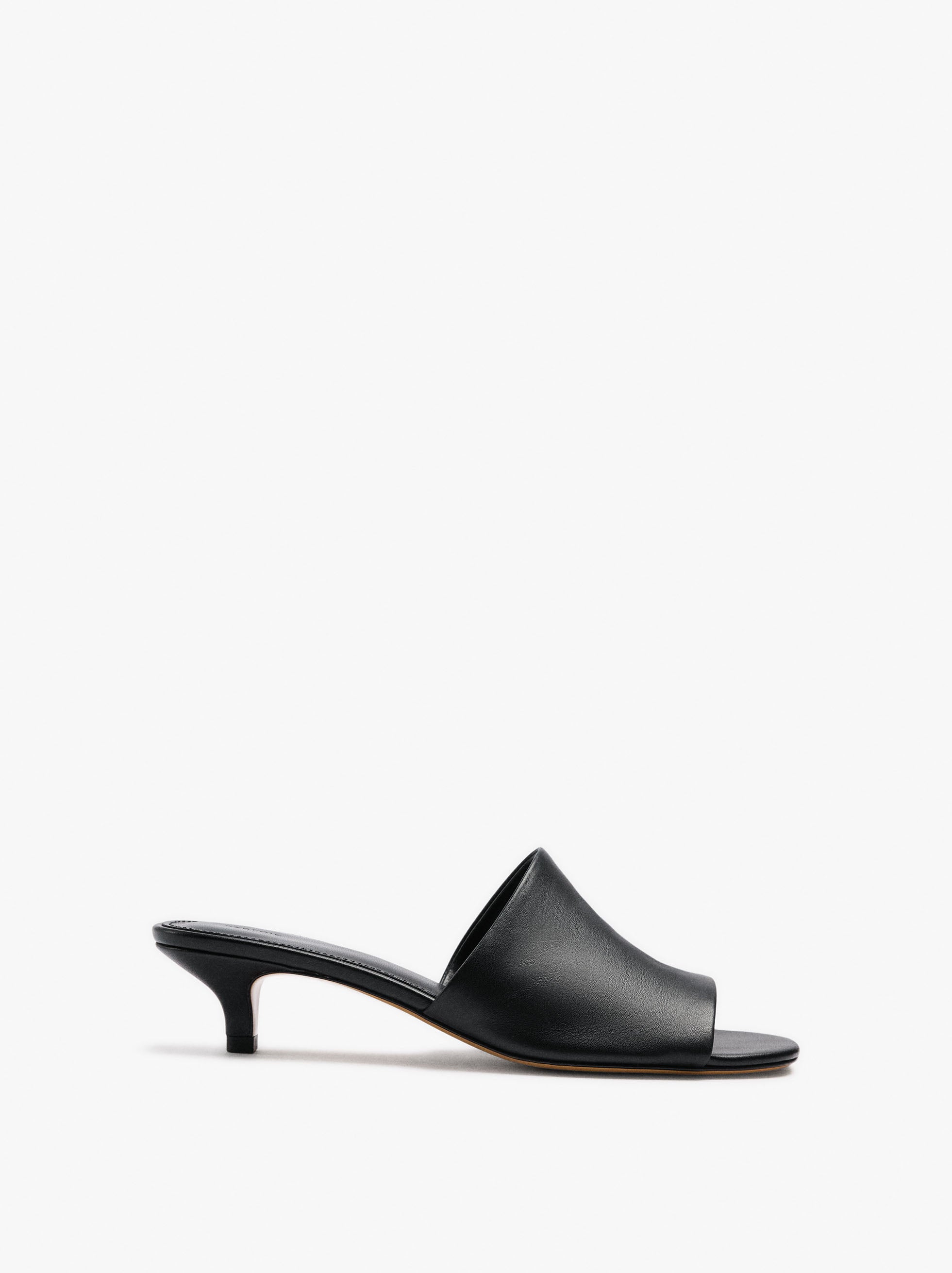 Sandalias De Piel Con Tacón Y Tira Ancha